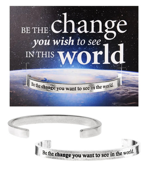 Handcrafted Quotable Cuff Bracelet – Be The Change Inspirational Jewelry | Recycled Pewter – Made in USA Whitney Howard Designs  Cuff Bracelets