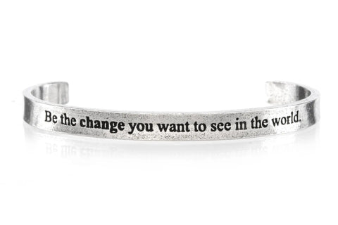 Handcrafted Quotable Cuff Bracelet – Be The Change Inspirational Jewelry | Recycled Pewter – Made in USA Whitney Howard Designs  Cuff Bracelets