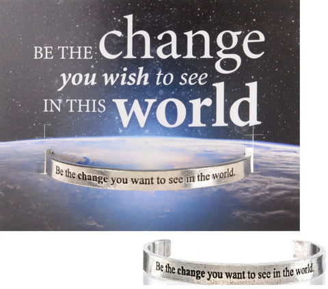 Handcrafted Quotable Cuff Bracelet – Be The Change Inspirational Jewelry | Recycled Pewter – Made in USA Whitney Howard Designs  Cuff Bracelets