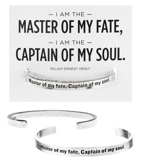 Handcrafted Quotable Cuff Bracelet – Master of My Fate Inspirational Jewelry | Made in USA Whitney Howard Designs  Cuff Bracelets