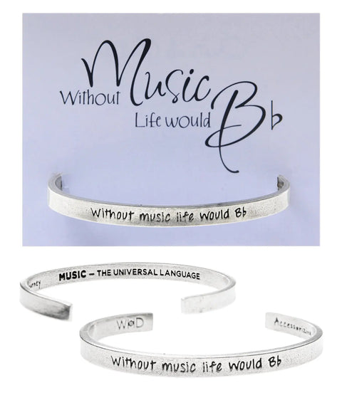 Handcrafted Quotable Music Cuff Bracelet – Recycled Pewter Open Bangle | Inspirational Jewelry Made in USA Whitney Howard Designs  Cuff Bracelets