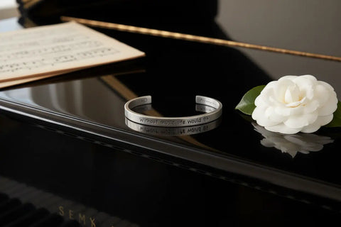 Handcrafted Quotable Music Cuff Bracelet – Recycled Pewter Open Bangle | Inspirational Jewelry Made in USA Whitney Howard Designs  Cuff Bracelets