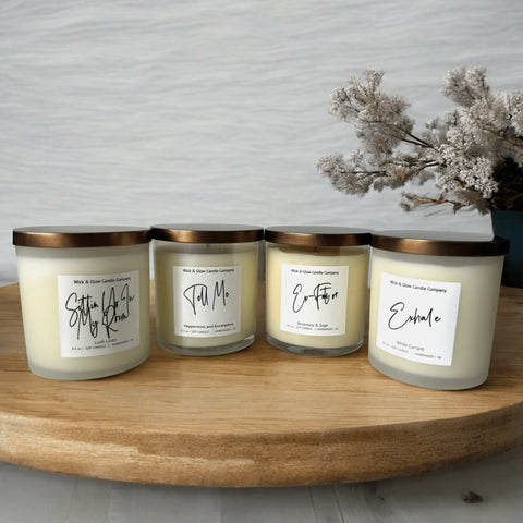 Handcrafted R&B Self-Care Candle Set – 4x8.5 oz Soy Candles with Calming Scents | Made in USA Wick and Glow Candle Company™  Candles