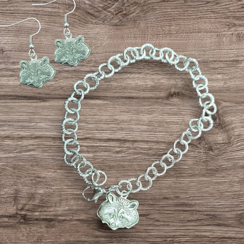 Handcrafted Racoon Pewter Charm Jewelry Set – Necklace with Extender – Hypoallergenic Earrings | Made in USA Michelle Marie Boutique  Jewelry Sets