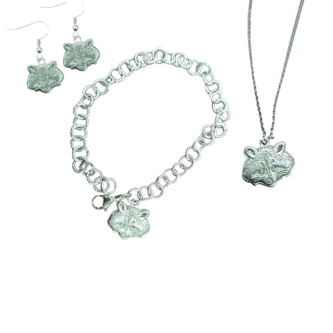 Handcrafted Racoon Pewter Charm Jewelry Set – Necklace with Extender – Hypoallergenic Earrings | Made in USA Michelle Marie Boutique  Jewelry Sets