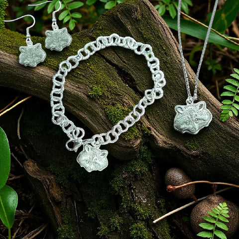 Handcrafted Racoon Pewter Charm Jewelry Set – Necklace with Extender – Hypoallergenic Earrings | Made in USA Michelle Marie Boutique  Jewelry Sets