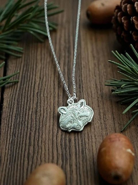 Handcrafted Racoon Pewter Charm Jewelry Set – Necklace with Extender – Hypoallergenic Earrings | Made in USA Michelle Marie Boutique  Jewelry Sets
