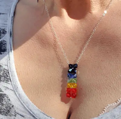 Handcrafted Rainbow Crystal Rock Candy Necklace – 14 Swarovski Crystals | Made in USA Alexa Martha Designs  Necklace