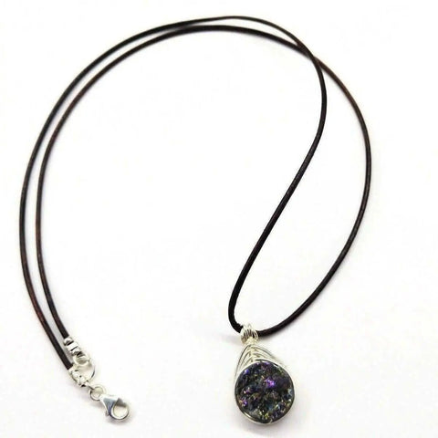 Handcrafted Rainbow Titanium Druzy Necklace – Wire Wrapped Pendant | Made in USA Alexa Martha Designs  Necklace