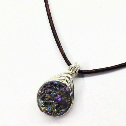 Handcrafted Rainbow Titanium Druzy Necklace – Wire Wrapped Pendant | Made in USA Alexa Martha Designs  Necklace
