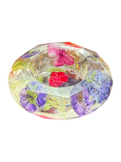 Handcrafted Real Flower Resin Candle Holder Bowls 4.3 Inch – Preserved Floral Decor | Made in USA Michelle Marie Boutique  Decorative Bowl