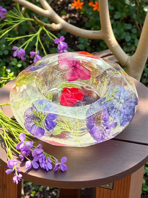 Handcrafted Real Flower Resin Candle Holder Bowls 4.3 Inch – Preserved Floral Decor | Made in USA Michelle Marie Boutique  Decorative Bowl