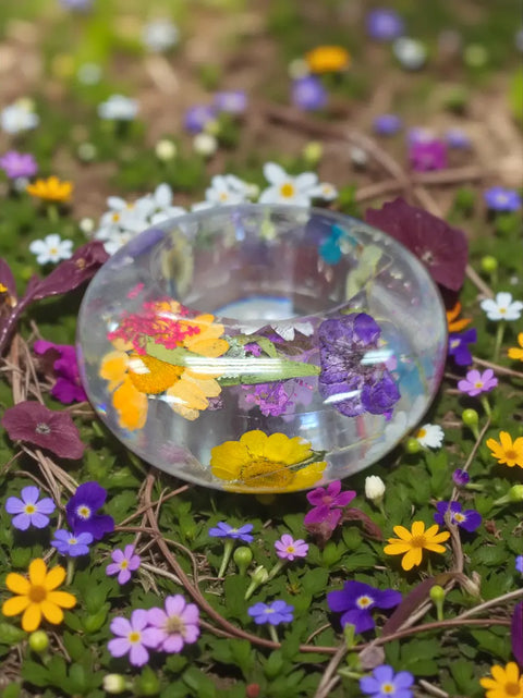 Handcrafted Real Flower Resin Candle Holder Bowls 4.3 Inch – Preserved Floral Decor | Made in USA Michelle Marie Boutique  Decorative Bowl