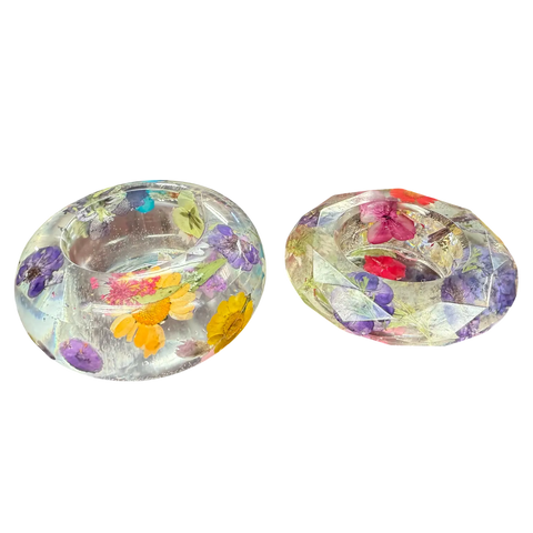 Handcrafted Real Flower Resin Candle Holder Bowls 4.3 Inch – Preserved Floral Decor | Made in USA Michelle Marie Boutique  Decorative Bowl