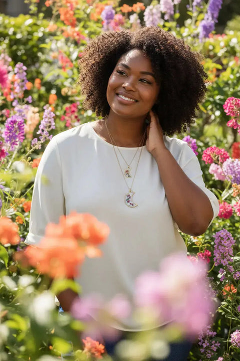 The Bloom & Beam Collection: Hand-Pressed Real Flower Resin Michelle Marie Boutique  Pendant Necklace