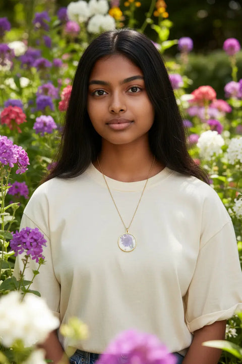 Handcrafted Real Flower Resin Necklace – 18 Inch Gold Plated Chain – Botanical Jewelry | Made in USA Michelle Marie Boutique  Pendant Necklace