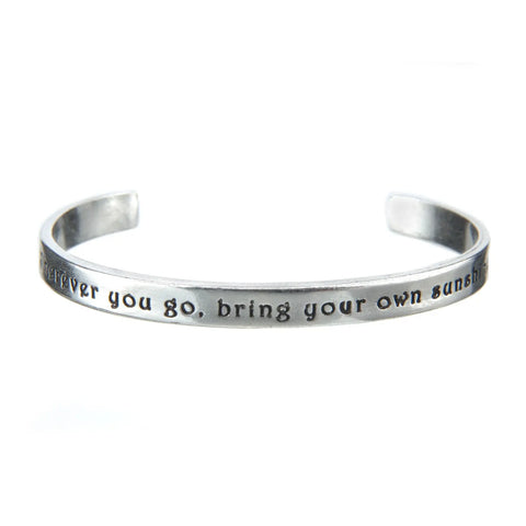 Handcrafted Recycled Pewter Inspirational Cuff Bracelet – Positive Quote Jewelry | Made in USA Whitney Howard Designs  Cuff Bracelets