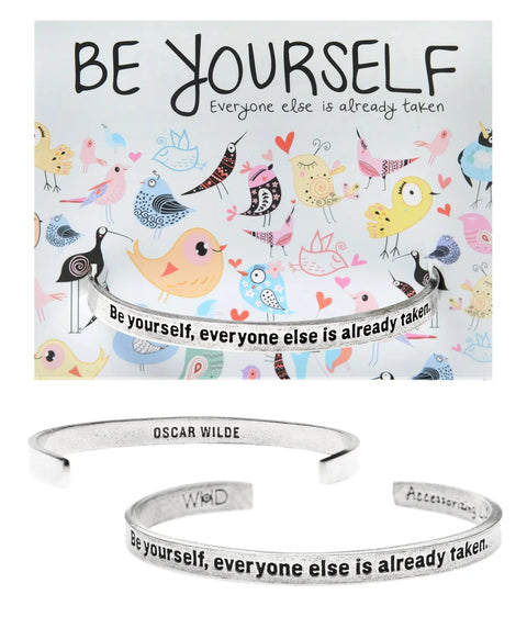 Handcrafted Recycled Pewter Quotable Cuff Bracelet – Inspirational Oscar Wilde Quote | Made in USA Whitney Howard Designs  Cuff Bracelets