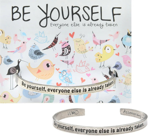 Handcrafted Recycled Pewter Quotable Cuff Bracelet – Inspirational Oscar Wilde Quote | Made in USA Whitney Howard Designs  Cuff Bracelets