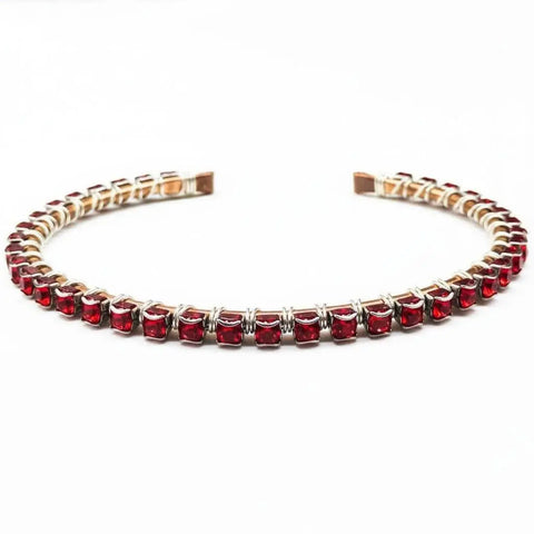 Handcrafted Red Swarovski Crystal Tennis Bracelet – Wire Wrapped Copper or 14K Gold-Filled | Made in USA Artisan Jewelry Alexa Martha Designs 