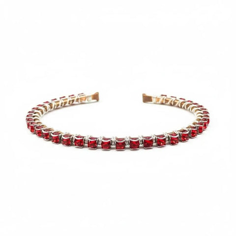 Handcrafted Red Swarovski Crystal Tennis Bracelet – Wire Wrapped Copper or 14K Gold-Filled | Made in USA Artisan Jewelry Alexa Martha Designs 