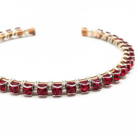 Handcrafted Red Swarovski Crystal Tennis Bracelet – Wire Wrapped Copper or 14K Gold-Filled | Made in USA Artisan Jewelry Alexa Martha Designs 
