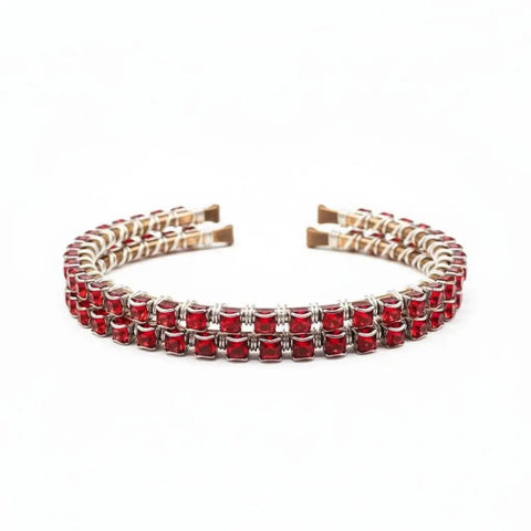 Handcrafted Red Swarovski Crystal Tennis Bracelet – Wire Wrapped Copper or 14K Gold-Filled | Made in USA Artisan Jewelry Alexa Martha Designs 