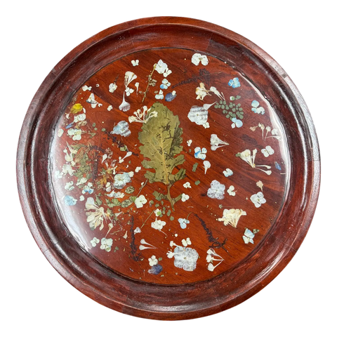 Handcrafted Resin Coffee Table With Owner-Grown Botanicals And Matte Gold Base – Unique Floral Design | Made in USA Michelle Marie Boutique  Coffee Table