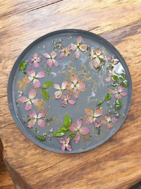 Handcrafted Resin Coffee Table With Owner-Grown Botanicals And Matte Gold Base – Unique Floral Design | Made in USA Michelle Marie Boutique  Coffee Table