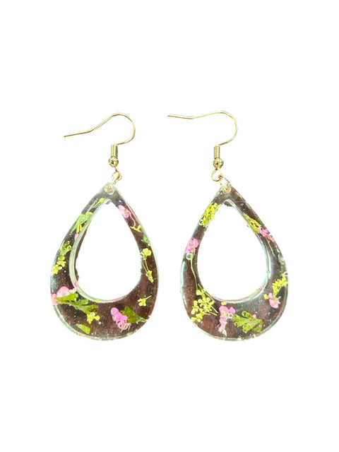 Handcrafted Resin Drop Earrings with Real Pressed Flowers – Lightweight Floral Jewelry | Made in USA Michelle Marie Boutique  Earring