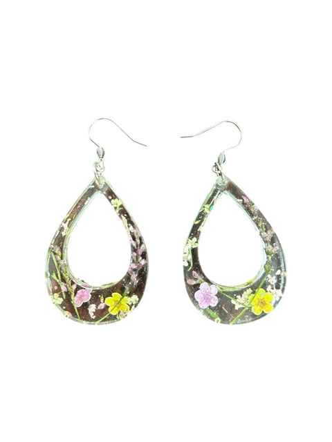 Handcrafted Resin Drop Earrings with Real Pressed Flowers – Lightweight Floral Jewelry | Made in USA Michelle Marie Boutique  Earring