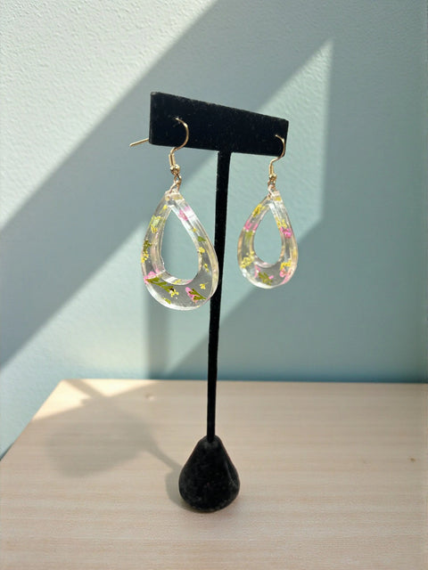 Handcrafted Resin Drop Earrings with Real Pressed Flowers – Lightweight Floral Jewelry | Made in USA Michelle Marie Boutique  Earring