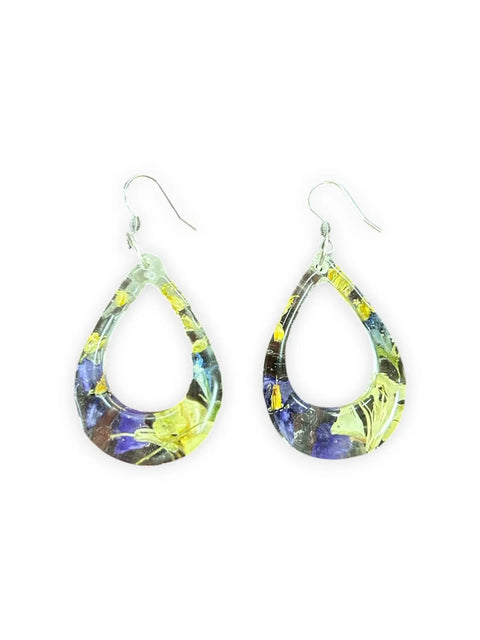 Handcrafted Resin Drop Earrings with Real Pressed Flowers – Lightweight Floral Jewelry | Made in USA Michelle Marie Boutique  Earring