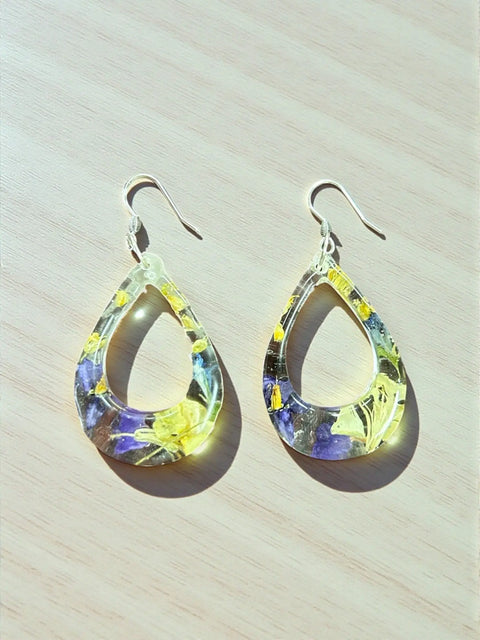 Handcrafted Resin Drop Earrings with Real Pressed Flowers – Lightweight Floral Jewelry | Made in USA Michelle Marie Boutique  Earring
