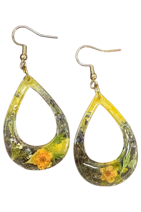 Handcrafted Resin Drop Earrings with Real Pressed Flowers – Lightweight Floral Jewelry | Made in USA Michelle Marie Boutique  Earring