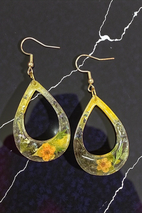 Handcrafted Resin Drop Earrings with Real Pressed Flowers – Lightweight Floral Jewelry | Made in USA Michelle Marie Boutique  Earring