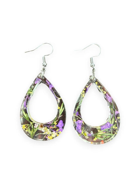 Handcrafted Resin Drop Earrings with Real Pressed Flowers – Lightweight Floral Jewelry | Made in USA Michelle Marie Boutique  Earring