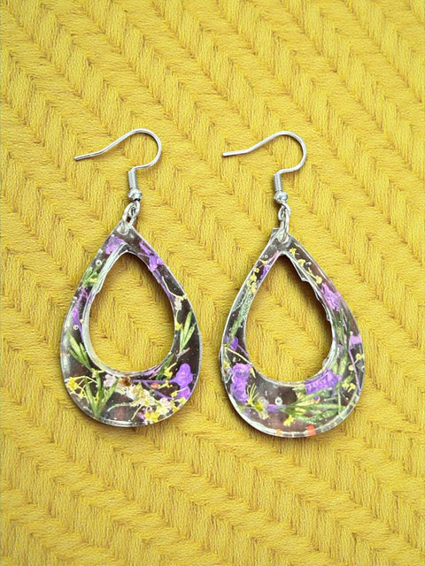 Handcrafted Resin Drop Earrings with Real Pressed Flowers – Lightweight Floral Jewelry | Made in USA Michelle Marie Boutique  Earring