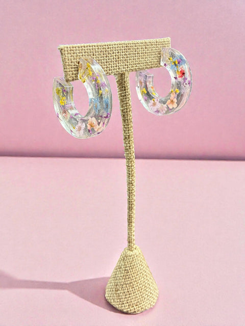 Handcrafted Resin Drop Earrings with Real Pressed Flowers – Lightweight Floral Jewelry | Made in USA Michelle Marie Boutique  Earring