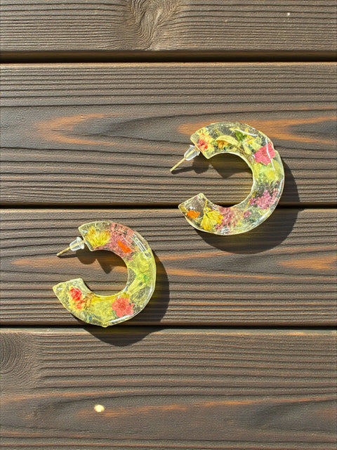 Handcrafted Resin Drop Earrings with Real Pressed Flowers – Lightweight Floral Jewelry | Made in USA Michelle Marie Boutique  Earring