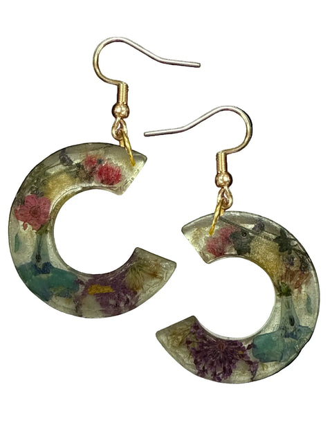 Handcrafted Resin Drop Earrings with Real Pressed Flowers – Lightweight Floral Jewelry | Made in USA Michelle Marie Boutique  Earring