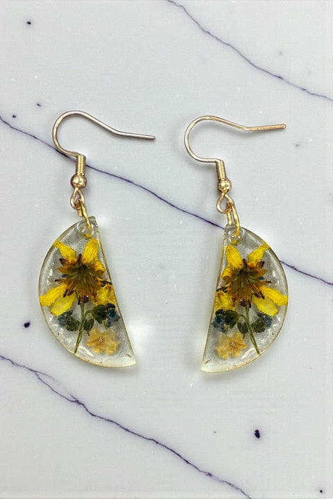 Handcrafted Resin Drop Earrings with Real Pressed Flowers – Lightweight Floral Jewelry | Made in USA Michelle Marie Boutique  Earring