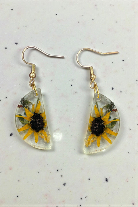 Handcrafted Resin Drop Earrings with Real Pressed Flowers – Lightweight Floral Jewelry | Made in USA Michelle Marie Boutique  Earring