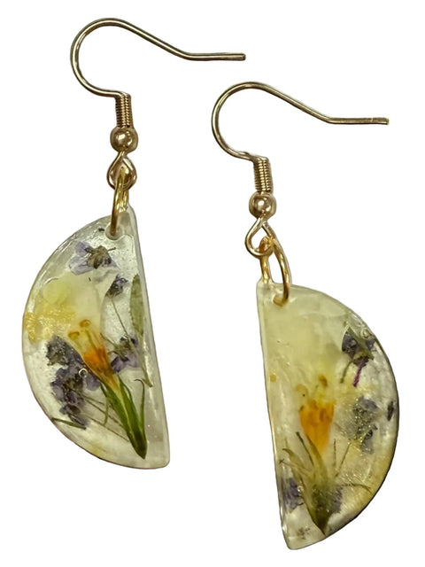 Handcrafted Resin Drop Earrings with Real Pressed Flowers – Lightweight Floral Jewelry | Made in USA Michelle Marie Boutique  Earring