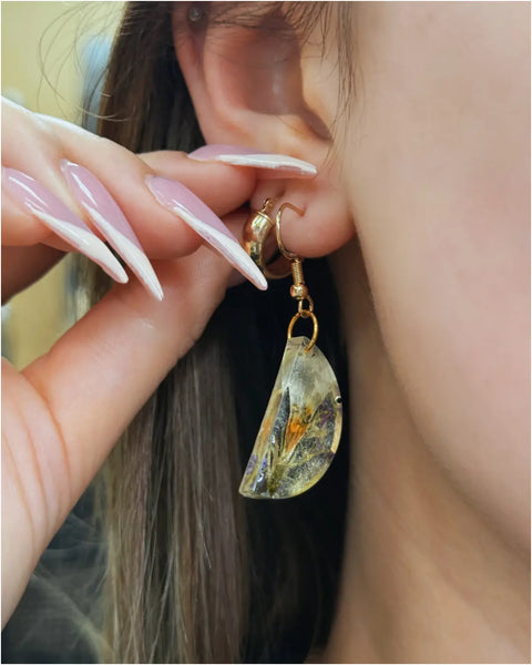 Handcrafted Resin Drop Earrings with Real Pressed Flowers – Lightweight Floral Jewelry | Made in USA Michelle Marie Boutique  Earring