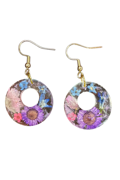 Handcrafted Resin Drop Earrings with Real Pressed Flowers – Lightweight Floral Jewelry | Made in USA Michelle Marie Boutique  Earring