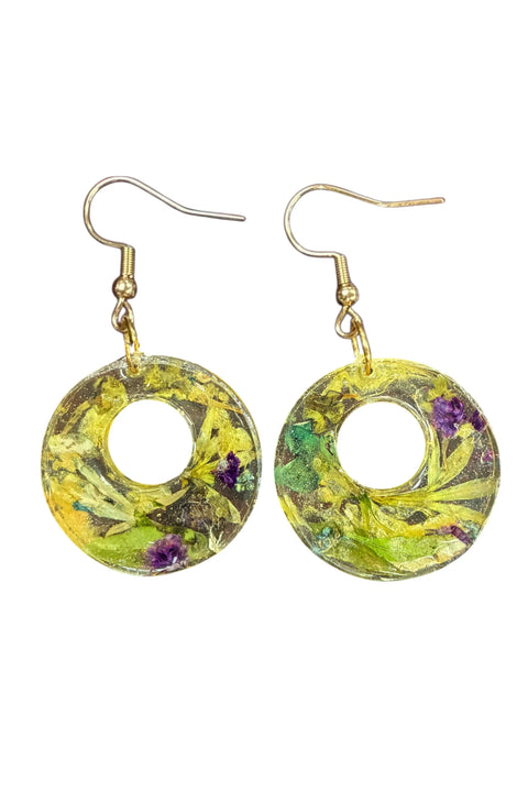 Handcrafted Resin Drop Earrings with Real Pressed Flowers – Lightweight Floral Jewelry | Made in USA Michelle Marie Boutique  Earring