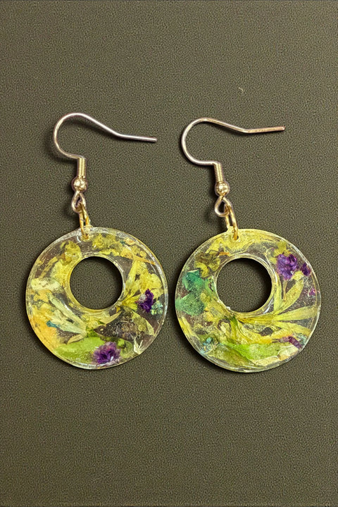 Handcrafted Resin Drop Earrings with Real Pressed Flowers – Lightweight Floral Jewelry | Made in USA Michelle Marie Boutique  Earring