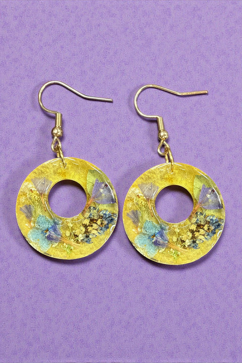 Handcrafted Resin Drop Earrings with Real Pressed Flowers – Lightweight Floral Jewelry | Made in USA Michelle Marie Boutique  Earring