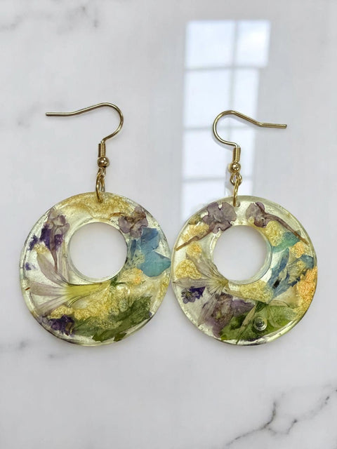 Handcrafted Resin Drop Earrings with Real Pressed Flowers – Lightweight Floral Jewelry | Made in USA Michelle Marie Boutique  Earring